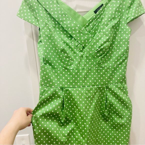 Tahari lime green polka dot minidress - Picture 3 of 6